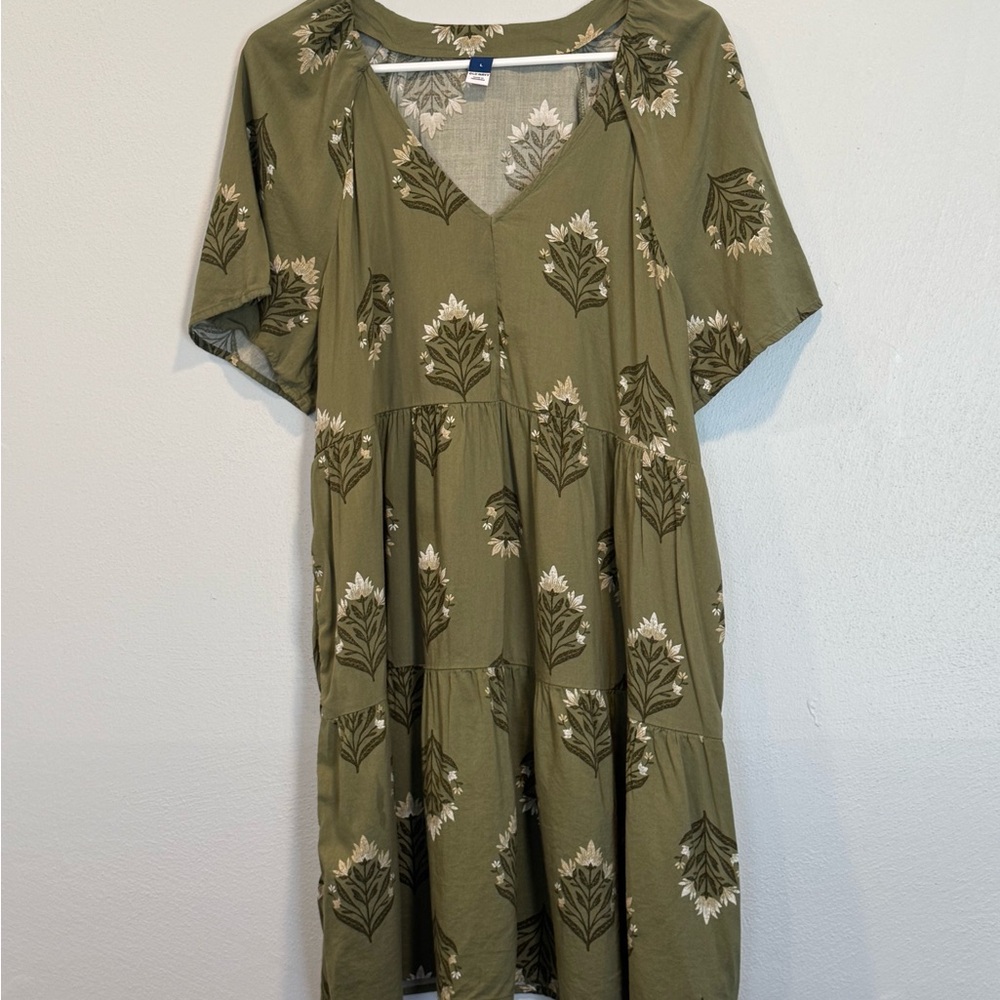 Old Navy Green Dolman Sleeve V-Neck Sundress